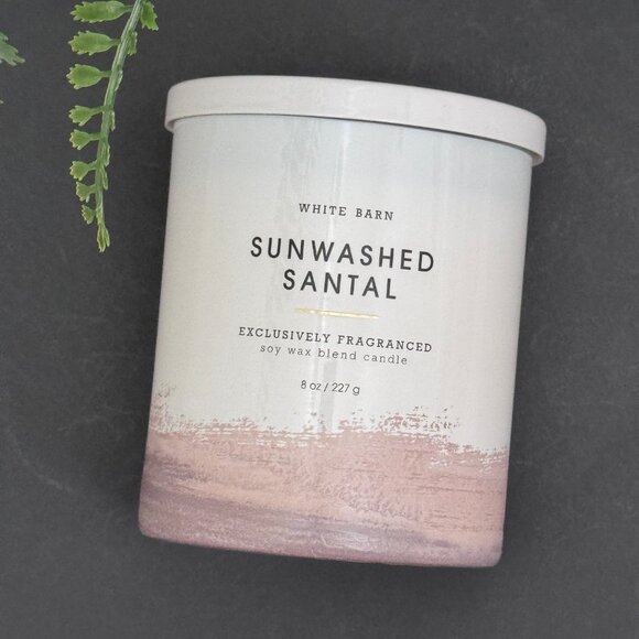 BBW Sunwashed Santal White Barn Bath & Body Works Single Wick Candle - Picture 4 of 10